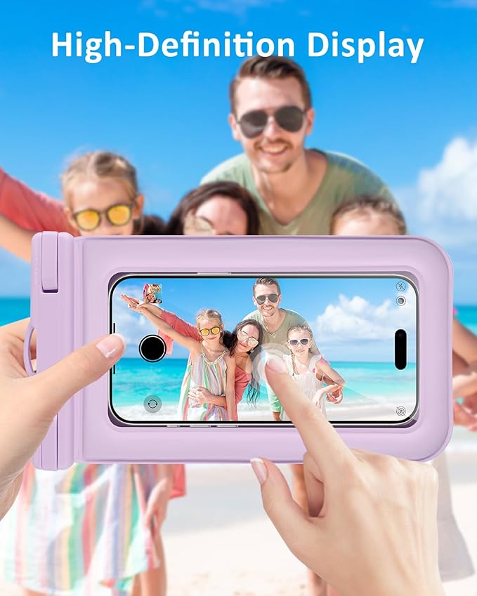 Floating Waterproof Phone Pouch 2 Pack, IP68 Waterproof Phone Case, Up to 8.3" Dry Bag for iPhone 17 16 15 14 Pro Max Samsung S25 Ultra S24 S23, Kayak/Beach/Cruise Travel Essentials - Black+Purple