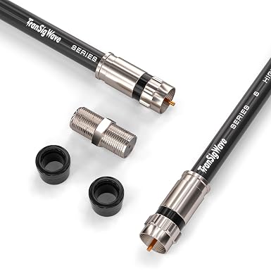 TranSigWave 50FT RG6 Coaxial Cable Extender - Black Coax Cable Cord