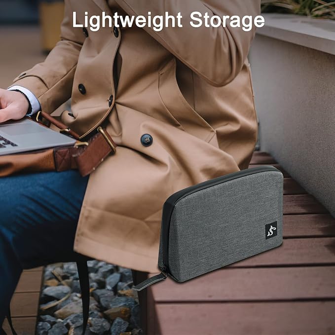 Electronic Organizer Travel Case ??Waterproof Cable Bag for Cord, Charger, Hard Disk, Power Bank ??Small Tech Storage for Travel, Backpack, Business Trip, Airplane (Dark Gray)
