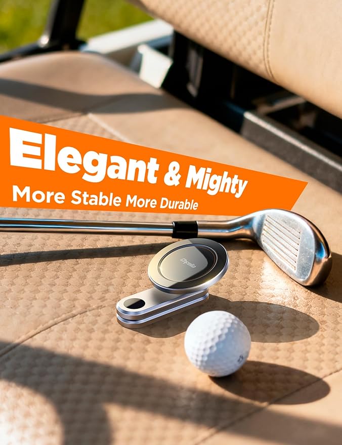 Magnetic Golf Cart Phone Holder: [One Hand 360° Adjustable & 36X Strong Magnets] Golf Cart Phone Holder for iPhone 17-12, Golf Accessories Gifts for Men Dad Husband,Fits EZGO Yamaha Club Car Iron Gray