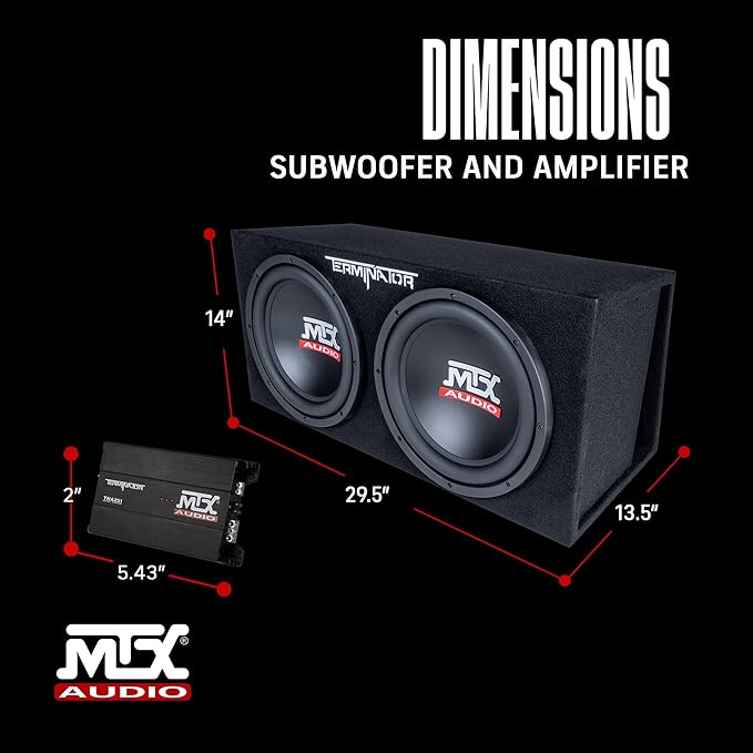 MTX TNP212DV 12-Inch 2000-Watt Dual Loaded Vented Subwoofer Enclosure with Amplifier, Black