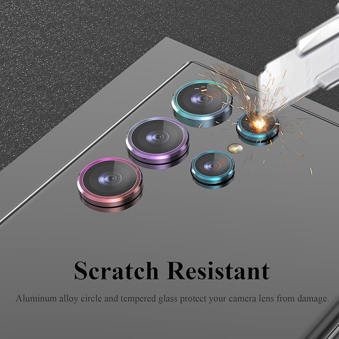 [3+2PCS] YWXYW for Samsung Galaxy S22 Ultra Camera Lens Protector, Aluminum Alloy Tempered Glass, [Installation Frame] with Camera Screen Protector for S22 Ultra 5G (Multi-Coloured)