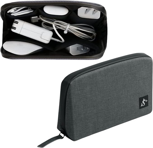 Electronic Organizer Travel Case ??Waterproof Cable Bag for Cord, Charger, Hard Disk, Power Bank ??Small Tech Storage for Travel, Backpack, Business Trip, Airplane (Dark Gray)