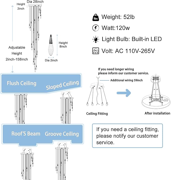 30 Light Extra Large Chandelier for High Ceiling Lights Gold Moderm Pendant Light Fixture Crystal Chandelier for Staircase Foyer Villa Living Room
