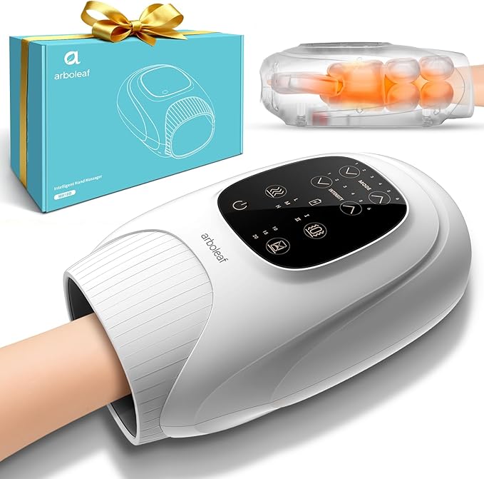 arboleaf Hand Massager with Heat and Compression, Gifts for Women Men Mom Dad, 6 Modes and 3 Heating Options, Cordless & Powerful Hand Massager for Finger, Wrist, Palmand Lower Forearm