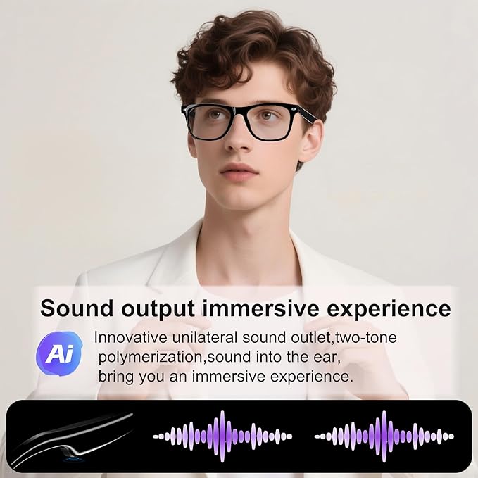 AI Smart Wireless Bluetooth Translation Glasses for Men/Women with Speakers/Bluetooth&140+ Languages Translation Sports/Travel/Drive/Busniess (E13+AI+Color Change Lenses+Black)