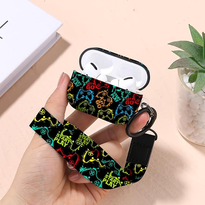 for Airpods Pro Case, Cute Cool Game Controller Pattern TPU Soft Cases for Airpods Pro Case 1st Gen, Shockproof for Airpods Pro 2019 Case Men Women with Cleaner Kit & Keychain