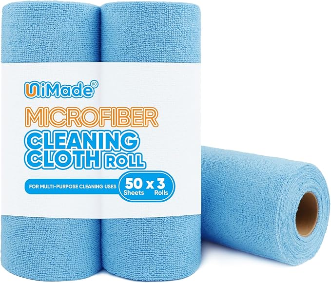 Microfiber Cleaning Cloth, 150 Sheets Shop Towels Commercial Grade Washcloths Lint-Free Work Rags Bulk Towels for Cars Mechanic Restaurant Garage Housekeeping, 11.5"x 11.5", Blue