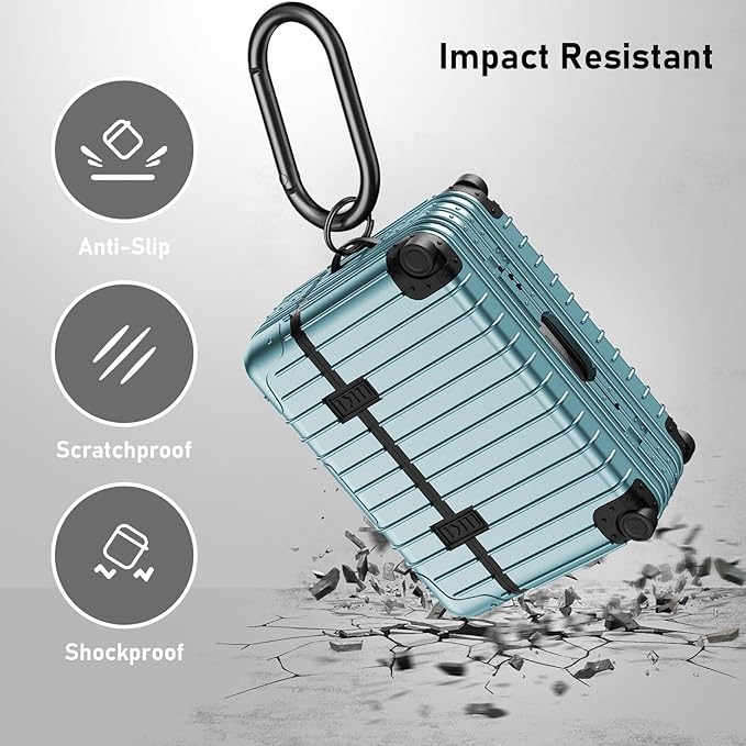 KOREDA Compatible with AirPods Pro 2nd/1st Generation Case Cover, Cute Funny Suitcase Design Case for Airpods Pro 2nd/1st Gen, Fashion Protective Hard Case for Women Men with Keychain