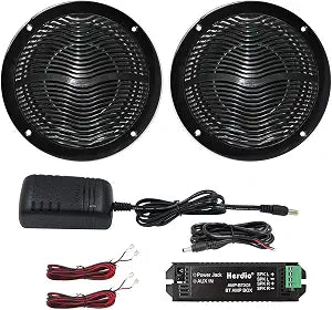 Herdio 6.5 Inch Marine Bluetooth Speakers 2 Way 120W Peak Boat Speakers for Car/ATV/UTV/Golf Cart Use, Pair, Black