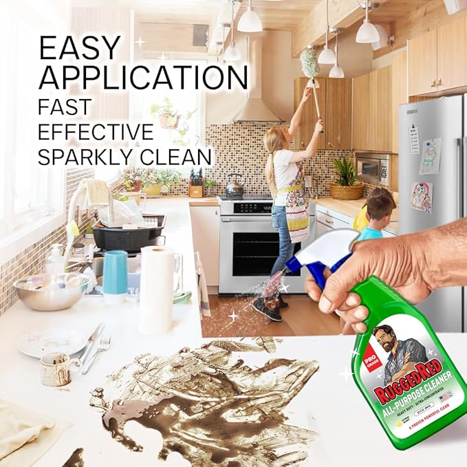 Industrial-Strength All-Purpose Cleaning Spray, Heavy-Duty Cleaner for Kitchen & Home, Multi-Surface Deep Cleaner, Made in the USA, Citrus Scent, 32oz (2 Bottles)