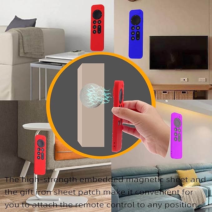 Silicone Remote Case for Apple TV 4K 2nd Gen 2021 Siri Remote Anti-Slip Durable Silicone Cover Magnetic Protective Sleeve Shockproof Remote Case(Dark Grey)