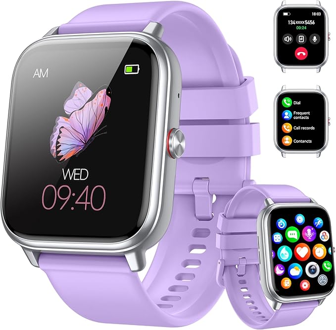 Smart Watch for Men Women, Fitness Tracker (Answer/Make Call), 1000 mAh Battery, 120+ Sport Modes, Step Counter/Sleep Monitor Fitness Watch, Smartwatch for Android/iPhone (Purple)