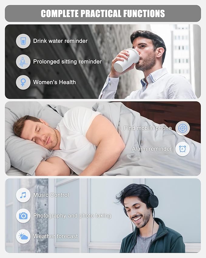 RLQA Fitness Tracker, Smart Watch for Women Men with 24/7 Heart Rate/Blood Pressure/Blood Oxygen Monitor,Sleep Tracker,Step & Calorie Counter, IP68 Waterproof Fitness Watches for Android&iPhone