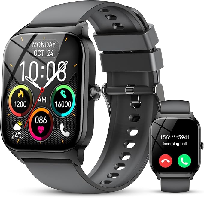 Smart Watch for Men Women, 1.85" HD Fitness Tracker with Bluetooth Calls/AI Voice Control, IP68 Waterproof, 115+Sports Modes, 24/7 Heart Rate/Sleep Fitness Watch Compatible with iOS/Android Grey