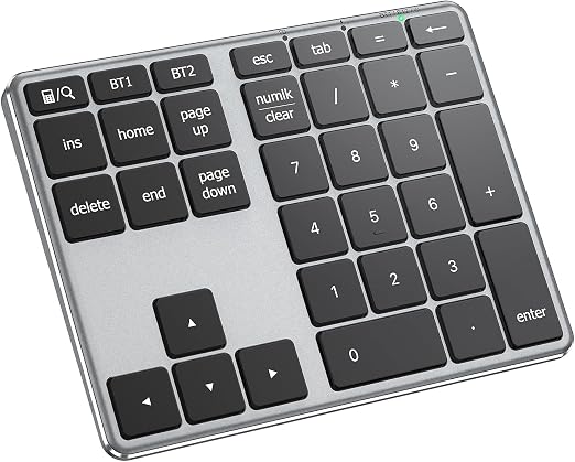 iClever Bluetooth Number Pad for Laptop, Aluminum Wireless Numeric Keypad