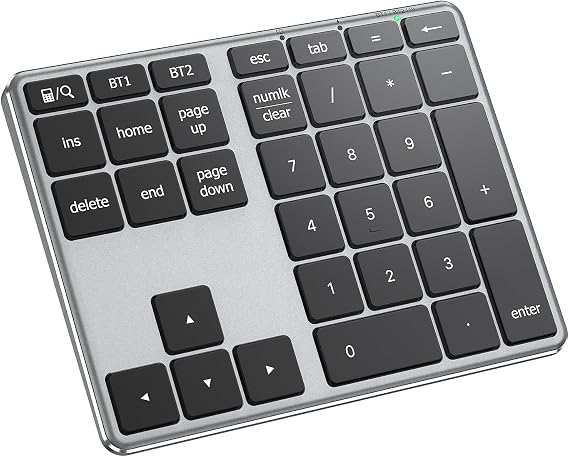 iClever Bluetooth Number Pad for Laptop, Aluminum Wireless Numeric Keypad