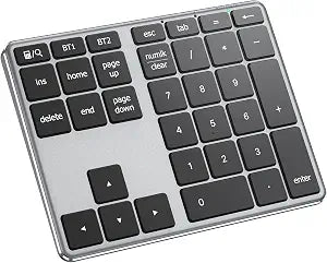 iClever Bluetooth Number Pad for Laptop, Aluminum Wireless Numeric Keypad