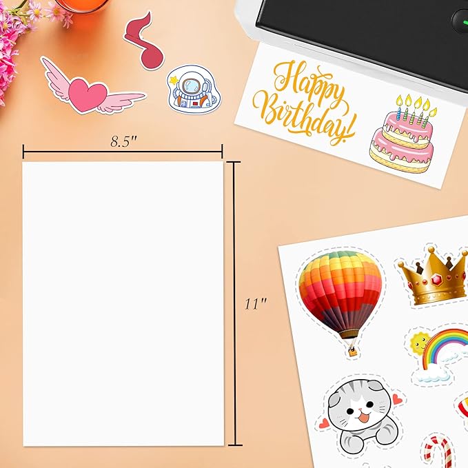 100 Full Sheets Sticker Paper for Laser & Ink Jet Printers, 8.5" x 11" Full Sheet Address Shipping Label, 100 Sheets 100 Labels