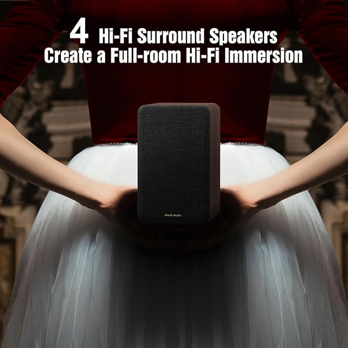 True 5.1.4 Hi-Fi Surround Sound System with Dolby Atmos, 900W Home Theater Sound Bar for Smart TV, Center Channel Speaker with 4 Surrounds, 25Hz Subwoofer, Hi-Fi Grade Crossover, Soundbar eARC, BT 5.4