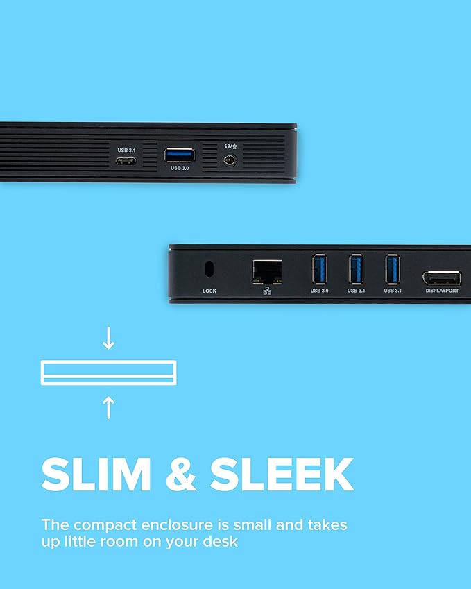 VisionTek VT4800 Thunderbolt 3/ USB-C Docking Station - 60W of Power, 2X DisplayPort, 4X USB-A, 1x USB-C, Audio, Ethernet for Windows/MacOS