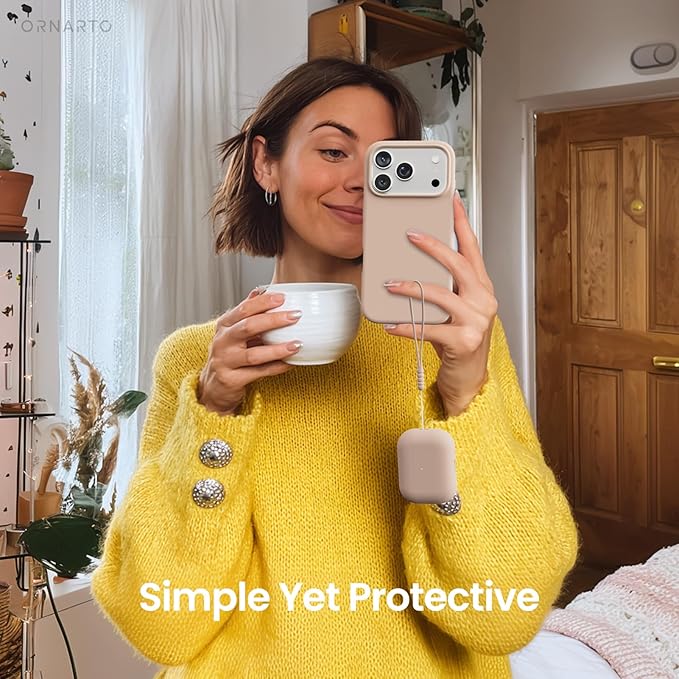 ORNARTO Compatible with AirPods Pro 3 Case 2025, Full Protective Hybrid Silicone for AirPods Pro 3rd Generation Case, Front LED Visible Skin Cover-Nude Taupe
