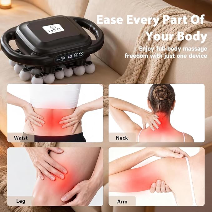 UOTT Curved 24-Head Massage Gun Deep Tissue, Ergonomic Back Massager for Pain Relief, Neck, Leg & Foot Massager Tool with 9 Modes & 9 Levels for Full Body Muscle Recovery and Relaxation