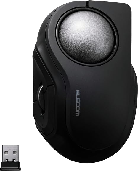 ELECOM BITRA Wireless Trackball Mouse, Bluetooth and USB 2.4GHz Switch, Silent Click, Compact Index Finger Design, 34mm Wide-Range Ball, for Windows Mac Chromebook Android iPad iPhone