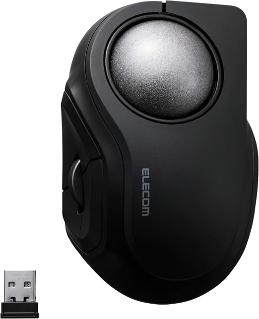ELECOM BITRA Wireless Trackball Mouse, Bluetooth and USB 2.4GHz Switch, Silent Click, Compact Index Finger Design, 34mm Wide-Range Ball, for Windows Mac Chromebook Android iPad iPhone