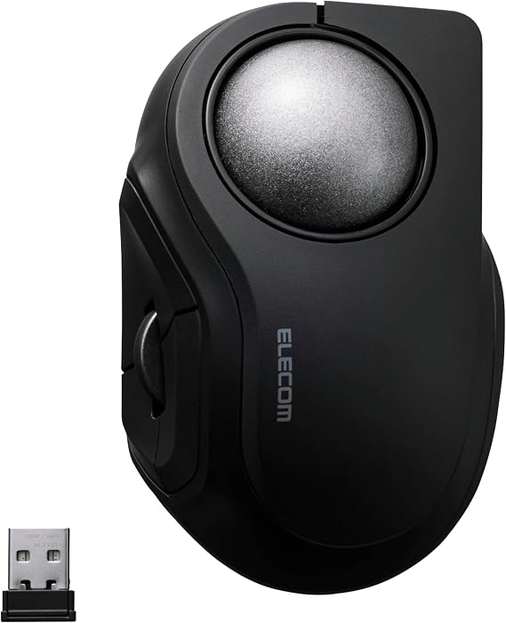 ELECOM BITRA Wireless Trackball Mouse, Bluetooth and USB 2.4GHz Switch, Silent Click, Compact Index Finger Design, 34mm Wide-Range Ball, for Windows Mac Chromebook Android iPad iPhone