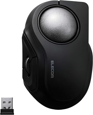 ELECOM BITRA Wireless Trackball Mouse, Bluetooth and USB 2.4GHz Switch, Silent Click, Compact Index Finger Design, 34mm Wide-Range Ball, for Windows Mac Chromebook Android iPad iPhone