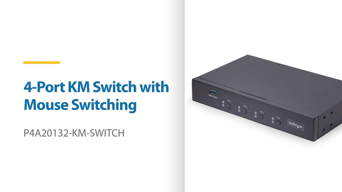 StarTech 4-Port KM Switch, Mouse Switching, Audio, TAA (P4A20132-KM-SWITCH)