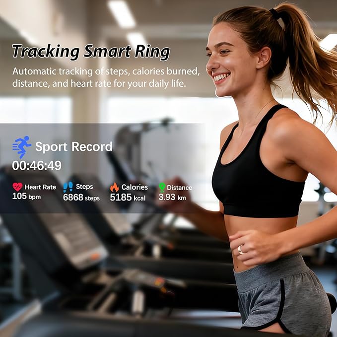 Smart Ring for Women Men Fitness Ring with Heart Rate, Blood Oxygen, Blood Pressure, sleep tracker, Step tracker, IP68 Waterproof health ring for iOS & Android,No Subscription Fee (Rose Gold, 11#)