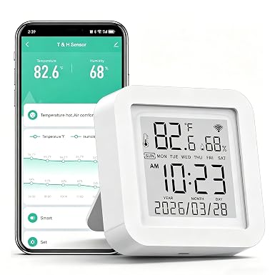 Smart Temperature Humidity Monitor: WiFi Thermometer Hygrometer, App Alerts