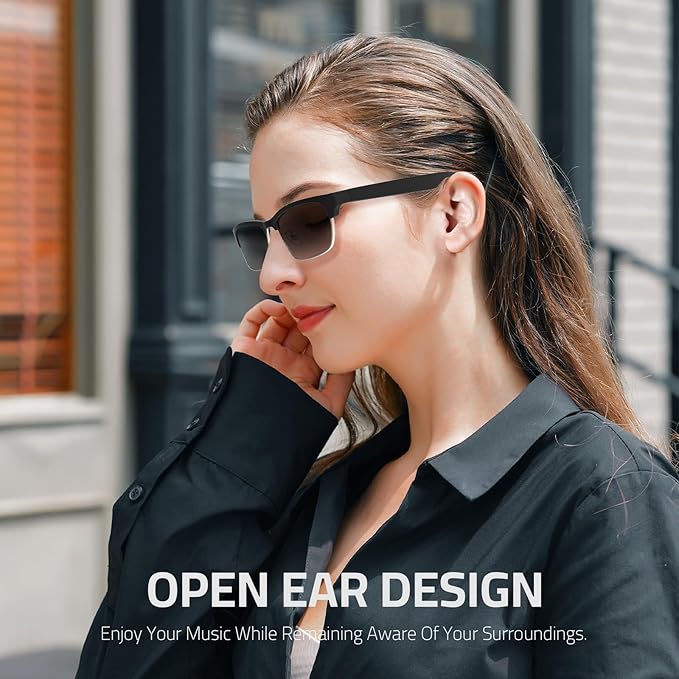Bluetooth Audio Smart Glasses - Blue Light Glasses for women and men, Open Ear sound with Mic & Speakers, Blue light Filter & Polarized Sunglasses Lenses