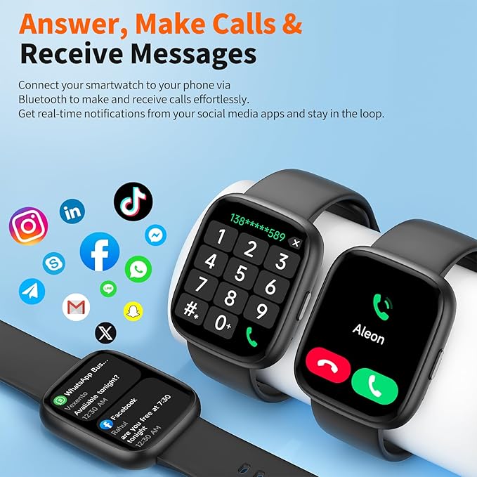 2026 Upgraded Smart Watch with Voice Assistant【1.83" HD Touchscreen】【BT5.3 Call, 100+ Sports Modes & IP68 Waterproof】 Fitness Tracker 24/7 Heart & Sleep Monitor for Android iOS Men Women
