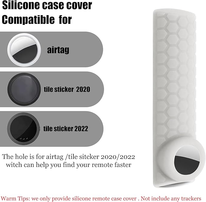 [2 Pack] CT-RC1US-21 Remote Cover with Hole for Airtag and Tile Sticker,Silicone Case for CT-95018 Alexa Voice Remote Control with Holder for Finder,2 in 1 Tracker Case for Remote(Grey+Black)