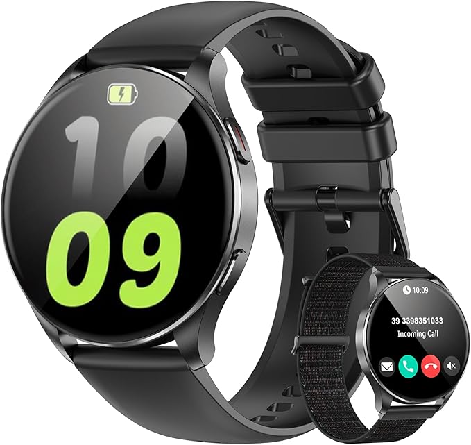 IOWOODO Smart Watch for Women, Answer/Make Call, 1.43'' AMOLED Ultra-Clear Screen Fitness Tracker with 120+ Sport Modes Heart Rate/Sleep/SpO2 Monitor, Smartwatch for iPhone/Android