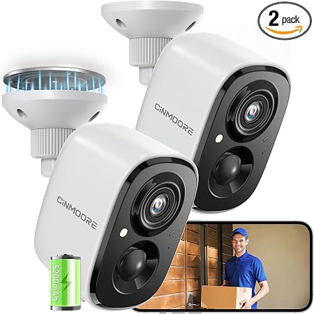 2 Pack 2.5K Security Camera Wireless Outdoor, 2.4G WiFi Battery Powered Outdoor Camera, Magnetic Mount Cameras for Home Security, Color Night Vision, Spotlight, Siren Alarm, 2-Way Talk