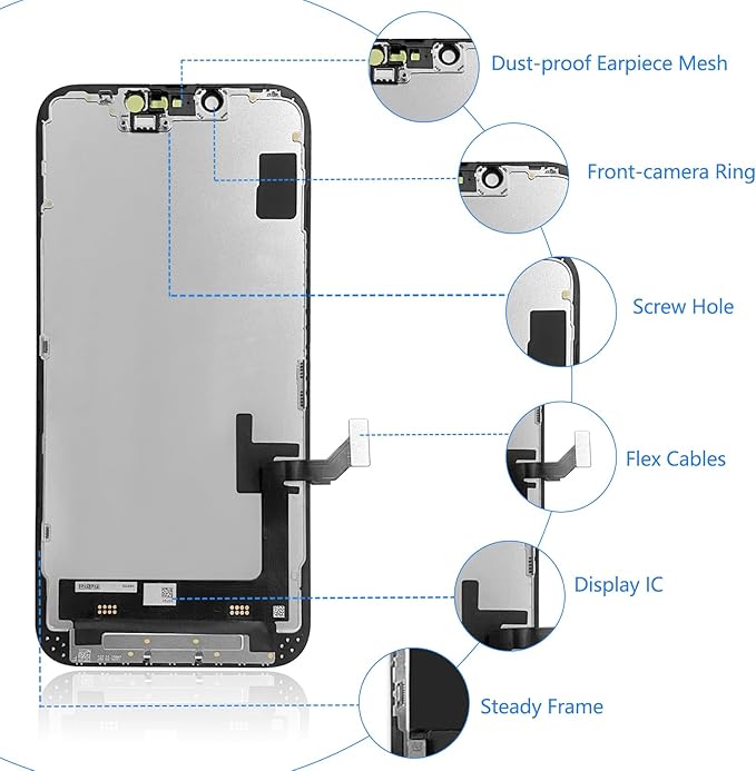 for iPhone 14 Screen Replacement 6.1 Inch, Diykitpl 3D Touch LCD Display for A2649, A2881, A2884, A2883, A2882, with Repair Tools Kit+Waterproof Frame Sticker+Tempered Glass