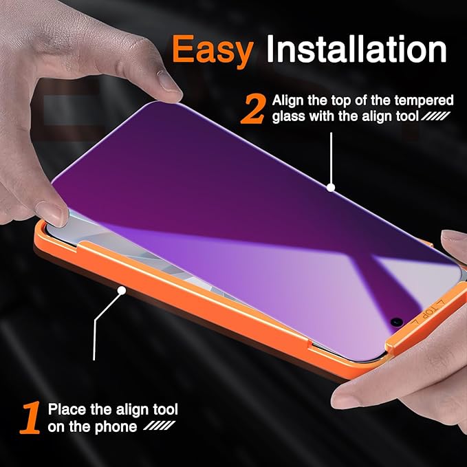 Milomdoi 3 Pack Gradient Colorful Privacy Screen Protector for iPhone 17 [Anti-Blue Light Private Film], 3 Pacs Camera Lens Protector Accessories, Case Friendly, Anti-Spy Tempered Glass,Purple