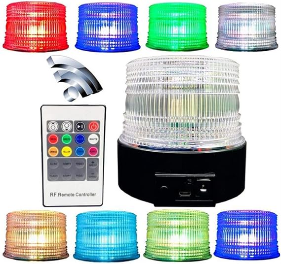 TOPKU Battery Strobe Light Magnetic Base 8 Color Remote Control Univisal