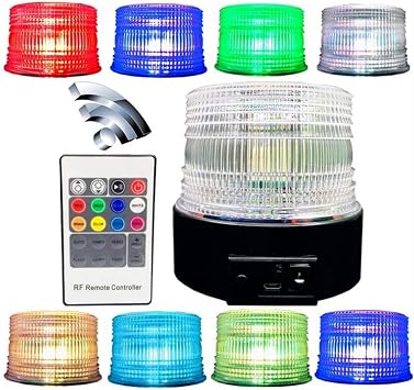 TOPKU Battery Strobe Light Magnetic Base 8 Color Remote Control Univisal
