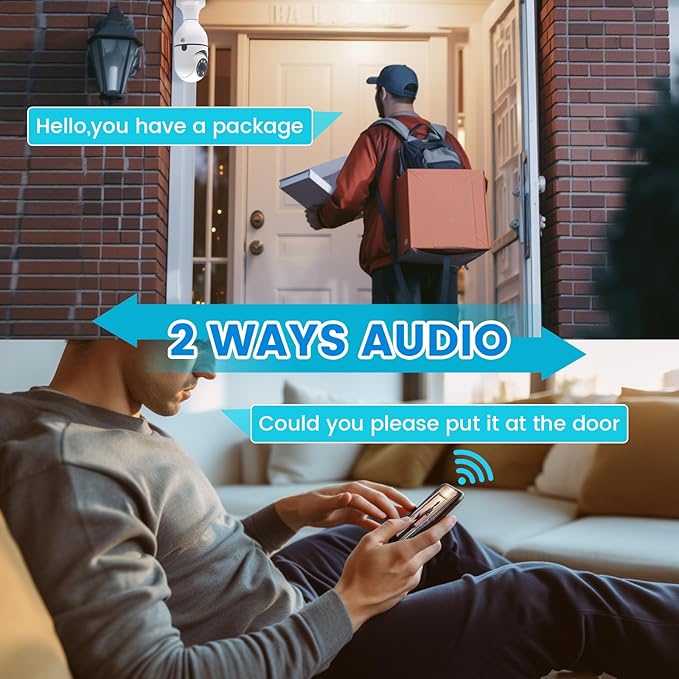 Light Bulb Security Camera, 2 Pack 2K/3MP Outdoor Camera Wireless 2.4G Hz WiFi E27 Camera for Home Security, 24/7 Recording, Motion Detection and Alarm