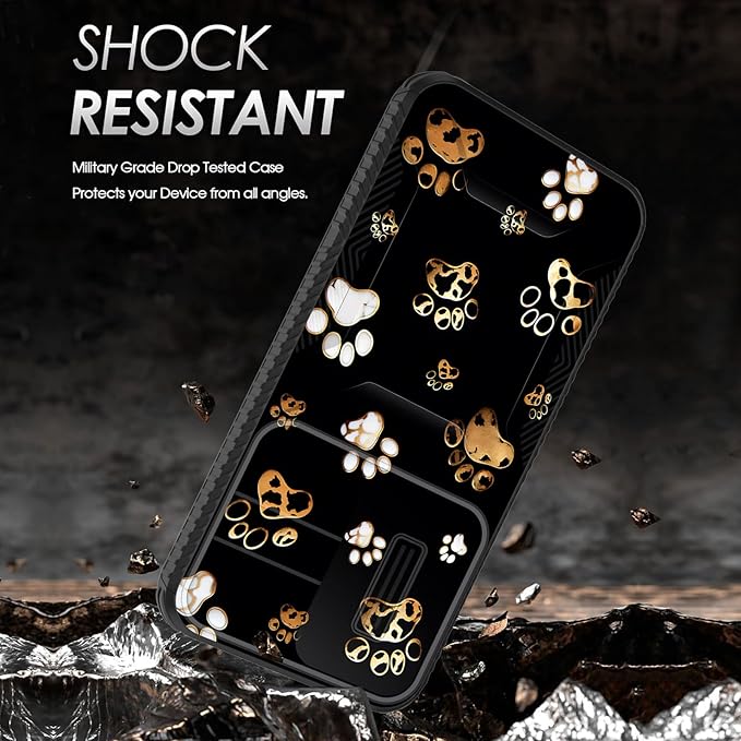 for Galaxy A35 5G Case Built in Slide Camera Lens Cover,Heavy Duty Shockproof Protection Dual Layer Case for Samsung Galaxy A35 5G 6.6 inch 2024,Cute Dog Paw Prints