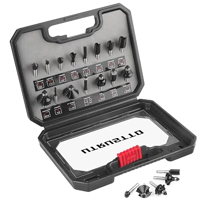 Router Bits 1/4 Inch Shank 15 Pieces, Tungsten Carbide 1/4" Router Bit Set with Plastic Box, for Professional and Beginners Carpenter