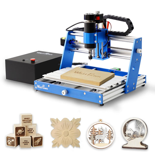 3018 500W CNC Router Machine All Metal Structure 3 Aixs CNC Engraving Machine with Emergency Stop Button and Limit Switches for Wood Acrylic MDF Nylon Carving, Working Area 300X180X60mm