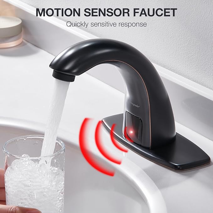 Charmingwater Touchless Bathroom Sink Faucet with Automatic Sensor, Motion Bathroom Faucet with Hole Cover Plate, Oil Rubbed Bronze