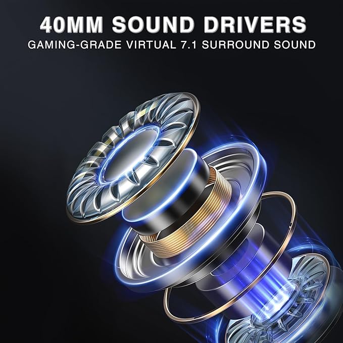 AULA G7 Pro Wireless Gaming Headset with 7.1 Surround Sound, 40mm Driver, BT5.3 Gaming Headphones with Mic, RGB, 10ms Latency, 65H Battery, PC Gaming Headset for PS5,PS4, Switch,Xbox,PC,Phone, Mac