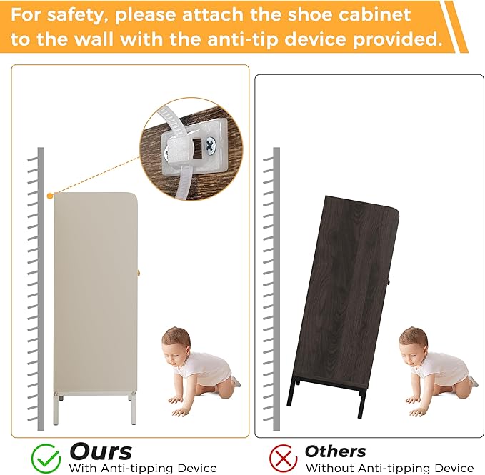 JASIWAY Rattan Shoe Cabinet Storage for Entryway, Shoe Cabinet with Adjustable Shelves for Entryway, 5-Tier, 20 Pair Shoe Rack Storage for Hallway, Closet, Living Room, White